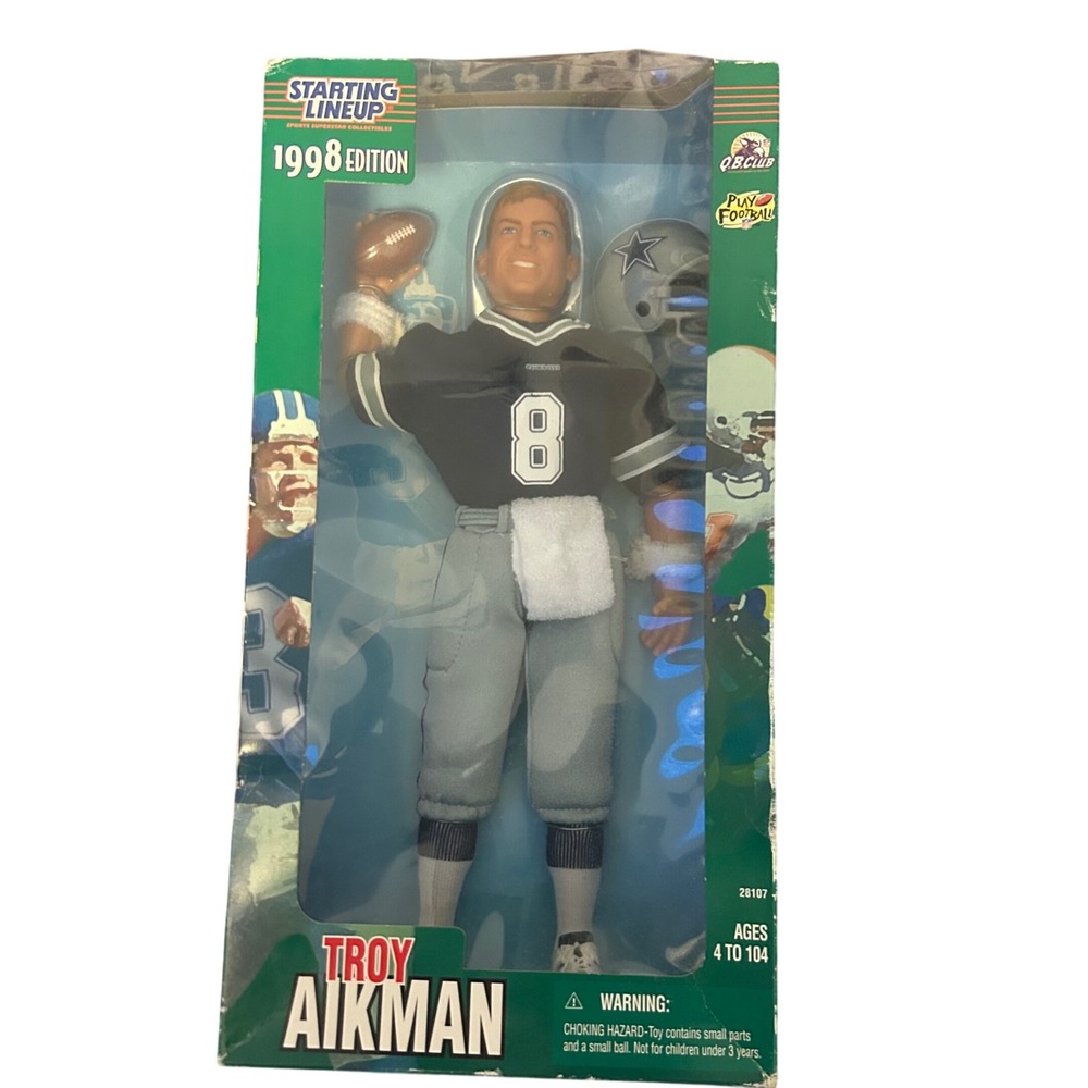 1998 Kenner Starting Lineup Troy Aikman Dallas Cowboys 12" Figure NIB 28107